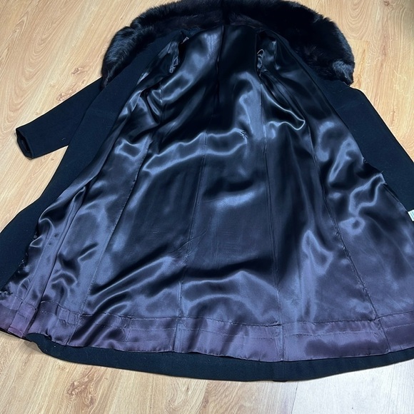 Cashmere Sz 8 Wrap Tie Coat with Black Fox Collar Coat - Picture 11 of 11